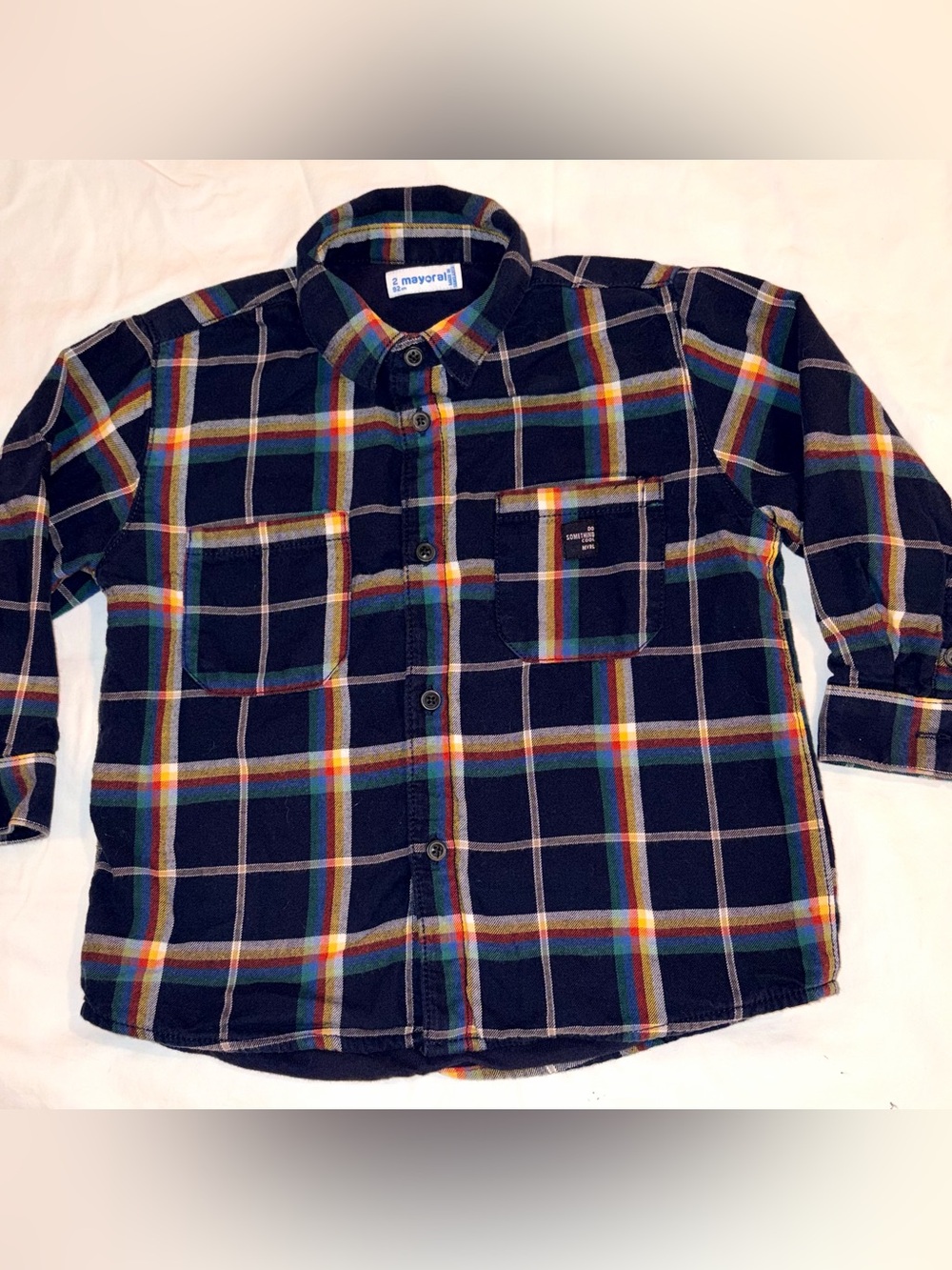 Mayoral lined plaid shirt/jacket sz 2 EUC smoke free home